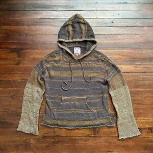 UNIF Birch brown striped hooded knit sweater